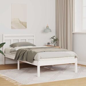 Bed Frame White 100 x 200 cm Solid Pine Wood vidaXL Bed Frame White 100 x 200 cm Solid Pine Wood vidaXL