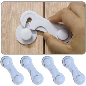 Groofoo - Cabinet Door Locks for Baby Proofing and Child Safety, 4 Pack Childproof Cabinet Locks with Adhesive for Drawer Cupboards Fridge Closet and Groofoo - Cabinet Door Locks for Baby Proofing and Child Safety, 4 Pack Childproof Cabinet Locks with Adhesive for Drawer Cupboards Fridge Closet and