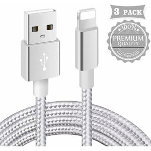 Trimec - Câble PhoneCertifiéMFi3Pack 1m+2m+3m Tressé Nylon Câble pour 12/11/XS Max/XR/XS/X/ 8/7 Plus/ 6 Plus/ 6S/ 5S/ Se, Pad(Argenté) Trimec - Câble PhoneCertifiéMFi3Pack 1m+2m+3m Tressé Nylon Câble pour 12/11/XS Max/XR/XS/X/ 8/7 Plus/ 6 Plus/ 6S/ 5S/ Se, Pad(Argenté)