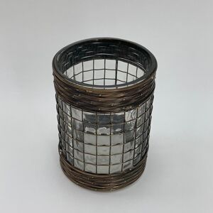 7 Inch Candle Holder - Glass/Metal Frame - L13 x W13 x H18 cm 7 Inch Candle Holder - Glass/Metal Frame - L13 x W13 x H18 cm