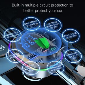 Tlily - Car Bluetooth 5.0 fm Transmitter Audio Receiver Dual usb Digital Display pd QC3.0 Fast Charger Car MP3 Player Tlily - Car Bluetooth 5.0 fm Transmitter Audio Receiver Dual usb Digital Display pd QC3.0 Fast Charger Car MP3 Player