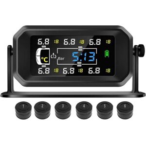 Tlily - Car rv Truck tpms 6 Wheels Sensor Solar Tire Pressure Monitoring System Temperature Clock Air Display Alarm a Tlily - Car rv Truck tpms 6 Wheels Sensor Solar Tire Pressure Monitoring System Temperature Clock Air Display Alarm a