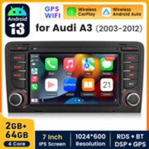 Car Stereo Radio For Audi A3 S3 RS3 8P Carplay 7 Inch Android 13 2+64G JUNSUN Car Stereo Radio For Audi A3 S3 RS3 8P Carplay 7 Inch Android 13 2+64G JUNSUN