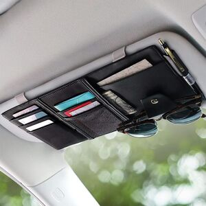 Memkey - Car Sun Visor Organizer, pu Leather Car Interior Accessories Storage Bag for Credit Cards, Pens, Sunglasses and Documents Memkey - Car Sun Visor Organizer, pu Leather Car Interior Accessories Storage Bag for Credit Cards, Pens, Sunglasses and Documents