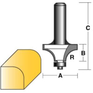 Carbitool - Round Over Router Bit 1/2' W/Bearing 1/4' Shank Carbitool - Round Over Router Bit 1/2' W/Bearing 1/4' Shank