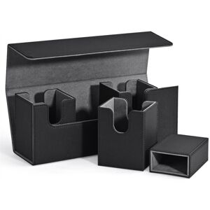 TLILY Card Storage Box with Dice Tray, 4 in 1 Deck Case Holds 300+ Cards, Magnetic Organizer Black TLILY Card Storage Box with Dice Tray, 4 in 1 Deck Case Holds 300+ Cards, Magnetic Organizer Black