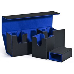 TLILY Card Storage Box with Dice Tray, 4 in 1 Deck Case Holds 300+ Cards, Magnetic Organizer Black+Blue TLILY Card Storage Box with Dice Tray, 4 in 1 Deck Case Holds 300+ Cards, Magnetic Organizer Black+Blue