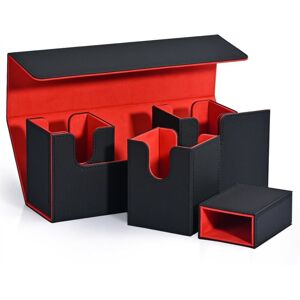 TLILY Card Storage Box with Dice Tray, 4 in 1 Deck Case Holds 300+ Cards, Magnetic Organizer Black+Red TLILY Card Storage Box with Dice Tray, 4 in 1 Deck Case Holds 300+ Cards, Magnetic Organizer Black+Red
