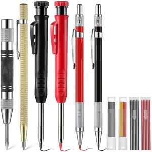 TLILY Carpenter Pencil Set, 4 Colorful Solid Pencils with Sharpener, Refills, Automatic Center Punch TLILY Carpenter Pencil Set, 4 Colorful Solid Pencils with Sharpener, Refills, Automatic Center Punch
