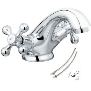 Bristan - Cascade Penridge Traditional Basin Mixer Tap Chrome + Flexi Tails Hoses Bristan - Cascade Penridge Traditional Basin Mixer Tap Chrome + Flexi Tails Hoses