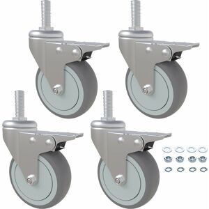 LUNE 3 Inch Set of 4 tpr Rubber Casters M12 Thread Silent Universal Swivel Dining Car Wheels With Brake Furniture Trolley Medical Cart Casters,Load LUNE 3 Inch Set of 4 tpr Rubber Casters M12 Thread Silent Universal Swivel Dining Car Wheels With Brake Furniture Trolley Medical Cart Casters,Load
