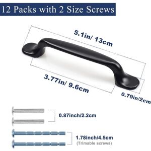 Ccykxa - 12 Pcs Black Kitchen Handles, Furniture Handles, Cupboard Handles, Drawer Handles with 2 Size Screws, Perfect for Bedroom Bathroom Furniture Ccykxa - 12 Pcs Black Kitchen Handles, Furniture Handles, Cupboard Handles, Drawer Handles with 2 Size Screws, Perfect for Bedroom Bathroom Furniture
