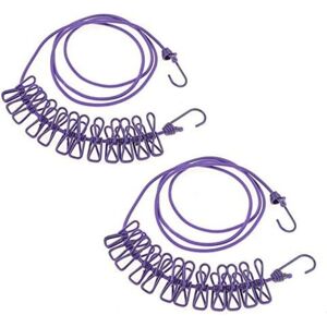 CCYKXA 2 Pack Clothesline with 12 Pegs, Expandable Adjustable Retractable Clothes Line for Camping Traveling, Outdoor Indoor Clothes Drying Purple CCYKXA 2 Pack Clothesline with 12 Pegs, Expandable Adjustable Retractable Clothes Line for Camping Traveling, Outdoor Indoor Clothes Drying Purple