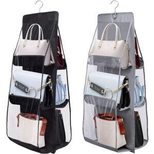 2Pack Hanging Handbag Organizer 6 Pockets Closet Organizer Bags Wardrobe Hanging Storage Bag Foldable Closet Organizer(Black+Grey) - Ccykxa 2Pack Hanging Handbag Organizer 6 Pockets Closet Organizer Bags Wardrobe Hanging Storage Bag Foldable Closet Organizer(Black+Grey) - Ccykxa