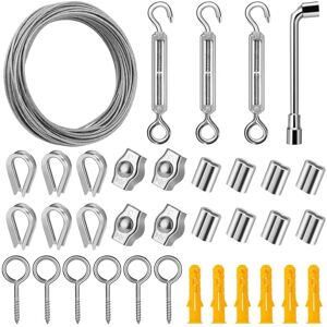 CCYKXA 20M Stainless Steel Hanging Rope Kit, 2mm PVC Coated Stainless Steel Cable with M5 Turnbuckle, Picture Cable for Outdoor Hanging, Climbing CCYKXA 20M Stainless Steel Hanging Rope Kit, 2mm PVC Coated Stainless Steel Cable with M5 Turnbuckle, Picture Cable for Outdoor Hanging, Climbing