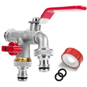 Ccykxa - 3/4'' Inch (20/27) Premium Brass Double Water Tap, Rust & Frost Resistant + 2X Free Hose Connectors For Garden, Washing Machine, Rain Barrel Ccykxa - 3/4'' Inch (20/27) Premium Brass Double Water Tap, Rust & Frost Resistant + 2X Free Hose Connectors For Garden, Washing Machine, Rain Barrel