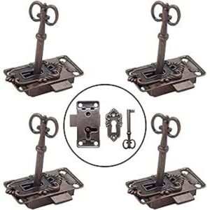 Ccykxa - 4 Pieces Antique Lock and Key Classic Vintage Cupboard Door Lock Decorative Furniture Lock for Mailboxes, Lockers, Cabinets, Toolboxes (Red Ccykxa - 4 Pieces Antique Lock and Key Classic Vintage Cupboard Door Lock Decorative Furniture Lock for Mailboxes, Lockers, Cabinets, Toolboxes (Red