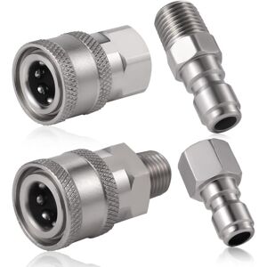 CCYKXA 4Pcs Pressure Washer Coupler, 1/4 Inch NPT Stainless Steel Quick Connector Male Female Pressure Washer Accessories with Internal External CCYKXA 4Pcs Pressure Washer Coupler, 1/4 Inch NPT Stainless Steel Quick Connector Male Female Pressure Washer Accessories with Internal External