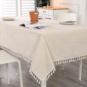 CCYKXA Beige Rectangular Tablecloth Stain Resistant Washable Cotton Linen Tassel Tablecloth with Tassels, Table Linen for Birthday, Wedding, Coffee Table, CCYKXA Beige Rectangular Tablecloth Stain Resistant Washable Cotton Linen Tassel Tablecloth with Tassels, Table Linen for Birthday, Wedding, Coffee Table,