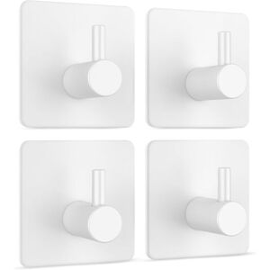 Ccykxa - Self Adhesive Wall Hooks No Drilling Set of 4 in White - Stainless Steel Water Resistant Wall Hooks - Up to 8 kg - Towel Hooks - Clothes Ccykxa - Self Adhesive Wall Hooks No Drilling Set of 4 in White - Stainless Steel Water Resistant Wall Hooks - Up to 8 kg - Towel Hooks - Clothes