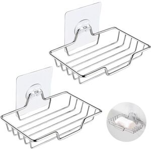 CCYKXA Set of 2 drill-free stainless steel soap dishes - Wall-mounted soap holder for shower, sponge, bathroom, kitchen CCYKXA Set of 2 drill-free stainless steel soap dishes - Wall-mounted soap holder for shower, sponge, bathroom, kitchen