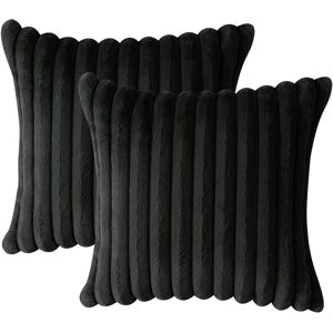CCYKXA Set of 2 - Soft Artificial Fur Pillowcases, Cushion Cover Decoration for Bedroom, Bed, Car, Home, Sofa (40x40cm, Black, Pillow Core not CCYKXA Set of 2 - Soft Artificial Fur Pillowcases, Cushion Cover Decoration for Bedroom, Bed, Car, Home, Sofa (40x40cm, Black, Pillow Core not