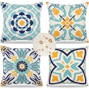 Ccykxa - Set of 4 Waterproof Outdoor Pillowcases Floral Print Cushion Covers Boho Farmhouse Sofa Cushion Covers Decoration for Patio Garden Balcony Ccykxa - Set of 4 Waterproof Outdoor Pillowcases Floral Print Cushion Covers Boho Farmhouse Sofa Cushion Covers Decoration for Patio Garden Balcony