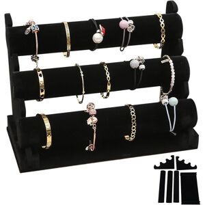 CCYKXA Velvet bracelet display stand with 3 removable tiers: black display stand for bracelets and jewelry for women and girls, velvet jewelry CCYKXA Velvet bracelet display stand with 3 removable tiers: black display stand for bracelets and jewelry for women and girls, velvet jewelry