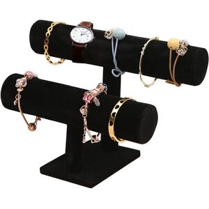 CCYKXA Velvet Jewelry Display Stand - Bracelet Holder, Necklace Stand, Watch Holder - Jewelry Organizer (Black, 2 Layers) CCYKXA Velvet Jewelry Display Stand - Bracelet Holder, Necklace Stand, Watch Holder - Jewelry Organizer (Black, 2 Layers)
