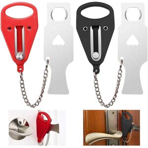 CCYKXA x Portable Door Lock Anti-theft Security Door Lock Travel Lock with Storage Bag for Hotel Apartment Home, Red+Black CCYKXA x Portable Door Lock Anti-theft Security Door Lock Travel Lock with Storage Bag for Hotel Apartment Home, Red+Black
