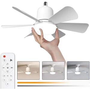 WOIYIC Ceiling Fan with Light, 30W Ceiling Fan Lamp with E27 Socket, Dimmable LED Ceiling Fan for Bedroom, Living Room, 3 Speeds, 6 Blades (White 30w) WOIYIC Ceiling Fan with Light, 30W Ceiling Fan Lamp with E27 Socket, Dimmable LED Ceiling Fan for Bedroom, Living Room, 3 Speeds, 6 Blades (White 30w)