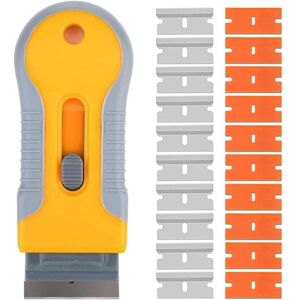 Longziming - Ceramic Hob Scraper, Retractable Blade Glass Scraper with 10 Pieces Metal Blades + 10 Pieces Plastic Squeegees, for Glass/Mirror/Floor Longziming - Ceramic Hob Scraper, Retractable Blade Glass Scraper with 10 Pieces Metal Blades + 10 Pieces Plastic Squeegees, for Glass/Mirror/Floor