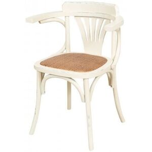 Biscottini - Chair with armrests 76x44x42 cm Ash wood kitchen chairs Antique white wood and rattan dining room chairs Living room armchair Biscottini - Chair with armrests 76x44x42 cm Ash wood kitchen chairs Antique white wood and rattan dining room chairs Living room armchair