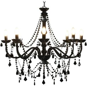 Bonnevie - Chandelier with Beads Black 8 x E14 Bulbs VSVS8087674 Bonnevie - Chandelier with Beads Black 8 x E14 Bulbs VSVS8087674