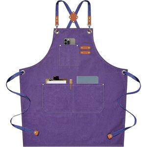 GROOFOO Chef Aprons for Men Women with Large Pockets, Cotton Canvas Cross Back Heavy Duty Adjustable Work Apron, Size m to xxl (Purple) GROOFOO Chef Aprons for Men Women with Large Pockets, Cotton Canvas Cross Back Heavy Duty Adjustable Work Apron, Size m to xxl (Purple)