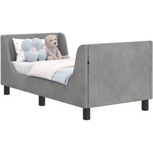 Toddler Bed Frame with Headboard Light Grey 70 x 140 cm Velvet vidaXL Toddler Bed Frame with Headboard Light Grey 70 x 140 cm Velvet vidaXL