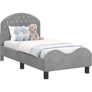 Toddler Bed Frame with Headboard Light Grey 70 x 140 cm Velvet vidaXL Toddler Bed Frame with Headboard Light Grey 70 x 140 cm Velvet vidaXL