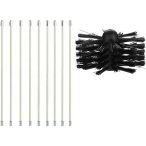 TINOR Chimney Brush Kit, Chimney Cleaning Tool Brush Chimney Sweeping Kit Contains 9 (40cm) Flexible Rods and 1 (100mm) Pellet Stove Chimney Sweeping Kit TINOR Chimney Brush Kit, Chimney Cleaning Tool Brush Chimney Sweeping Kit Contains 9 (40cm) Flexible Rods and 1 (100mm) Pellet Stove Chimney Sweeping Kit
