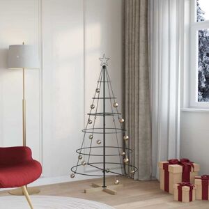 Christmas Cone Tree with Stand Black 150 cm Steel vidaXL Christmas Cone Tree with Stand Black 150 cm Steel vidaXL