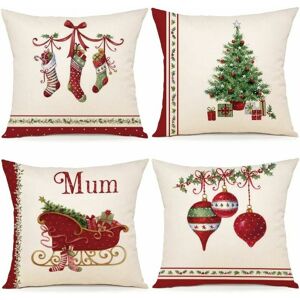 Dewdat - Christmas Cushion Cover 50X50 Set Of 4 Decorative Christmas Cushion Cover Cotton And Linen Decorative Pillowcase 45 x 45 Cm For Bedroom, Dewdat - Christmas Cushion Cover 50X50 Set Of 4 Decorative Christmas Cushion Cover Cotton And Linen Decorative Pillowcase 45 x 45 Cm For Bedroom,
