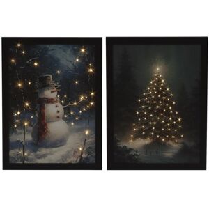 YÖL Set of 2 Fibre Optic Canvas Art Snowman Christmas Tree Winter Light Up LED YÖL Set of 2 Fibre Optic Canvas Art Snowman Christmas Tree Winter Light Up LED