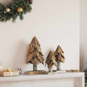 Christmas Tree with Stand 3 pcs Brown Solid teak wood vidaXL Christmas Tree with Stand 3 pcs Brown Solid teak wood vidaXL