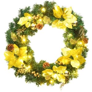 Christmas Wreath with LED Lights Green 60 cm PVC vidaXL Christmas Wreath with LED Lights Green 60 cm PVC vidaXL