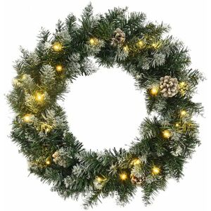 Christmas Wreath with LED Lights Green 45 cm PVC vidaXL Christmas Wreath with LED Lights Green 45 cm PVC vidaXL