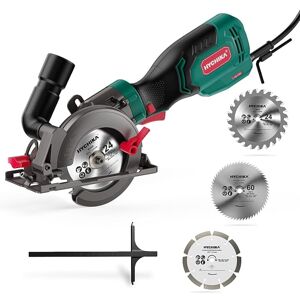 Hychika - Circular Saw 750W 3500RPM Mini Circular Saw with 3 Blades(115 & 125mm), Scale Ruler, Cutting Depth 48mm(90°), 32mm(45°) Hychika - Circular Saw 750W 3500RPM Mini Circular Saw with 3 Blades(115 & 125mm), Scale Ruler, Cutting Depth 48mm(90°), 32mm(45°)