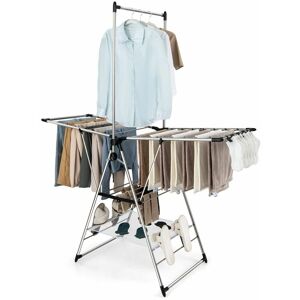 Costway - Clothes Drying Rack Aluminum Gullwing Style Rack with 6-Level Adjustable Height Costway - Clothes Drying Rack Aluminum Gullwing Style Rack with 6-Level Adjustable Height