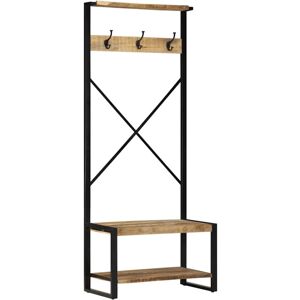 Bonnevie - Clothes Rack 80x40x190 cm Solid Rough Wood Mango VSVS3607011 Bonnevie - Clothes Rack 80x40x190 cm Solid Rough Wood Mango VSVS3607011