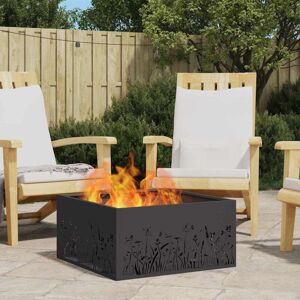 Fire Pit Black 60 x 60 x 30 cm Cold-rolled steel Vidaxl Fire Pit Black 60 x 60 x 30 cm Cold-rolled steel Vidaxl