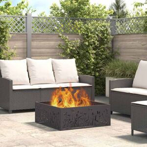 Fire Pit Black 80 x 80 x 30 cm Cold-rolled steel Vidaxl Fire Pit Black 80 x 80 x 30 cm Cold-rolled steel Vidaxl