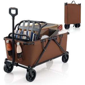 Costway - Collapsible Foldable Wagon Heavy-Duty Wagon Cart w/ Adjustable Handlebar Costway - Collapsible Foldable Wagon Heavy-Duty Wagon Cart w/ Adjustable Handlebar